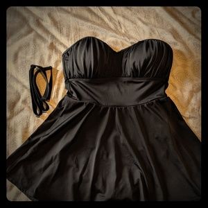 Torrid Black Ruched Bust Skater One Piece Swimsuit